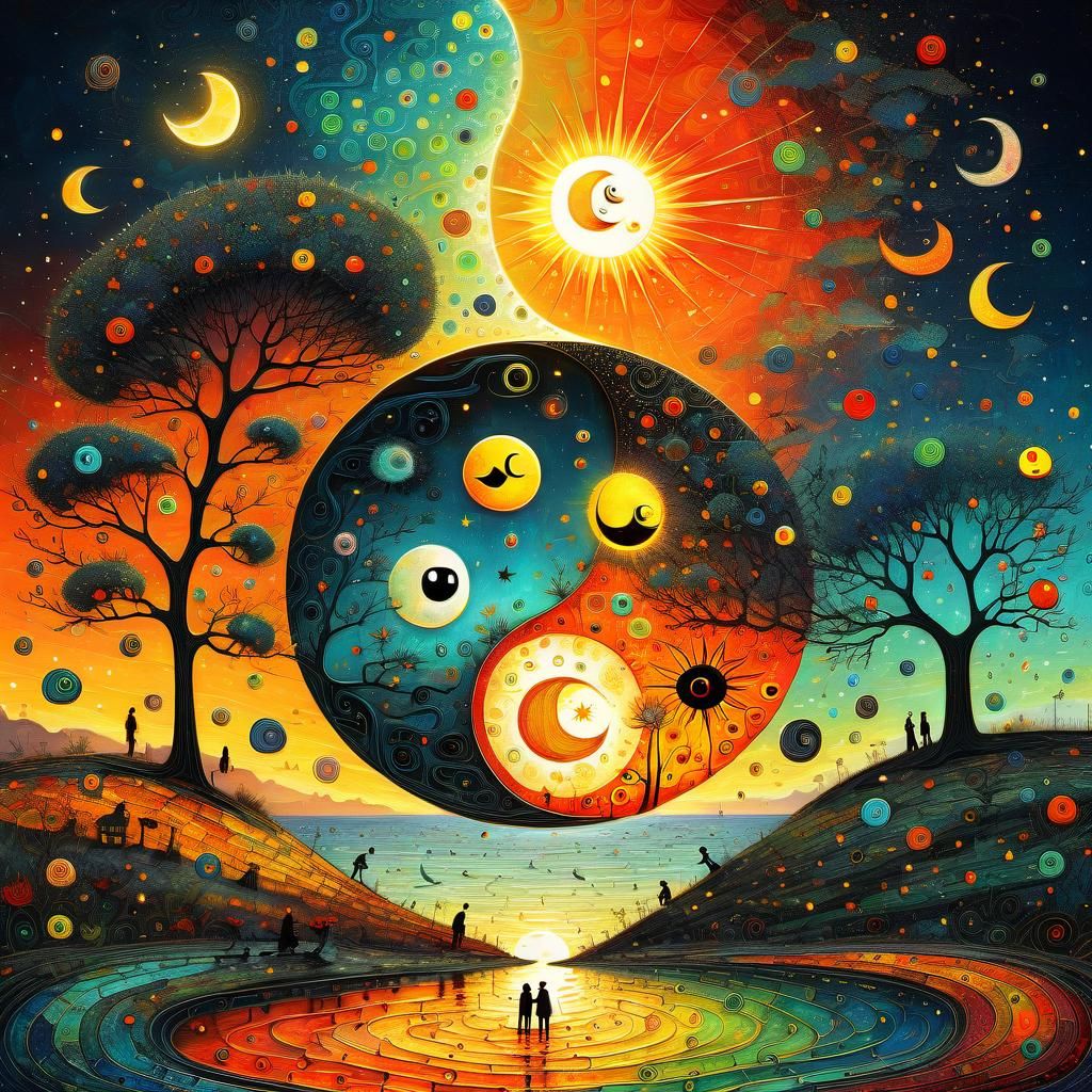 Surreal Yin Yang Sun Moon Art