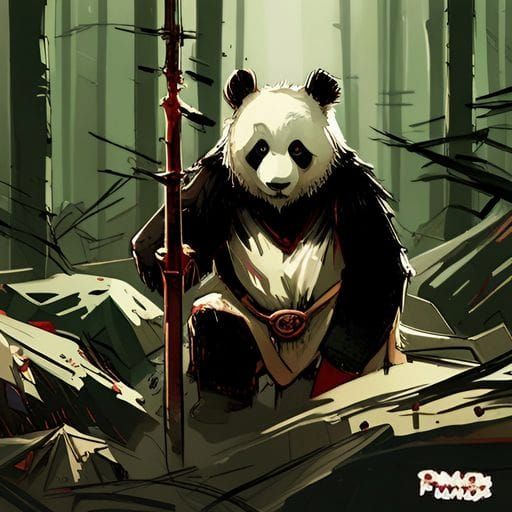 Panda Samurai Warrior in Digital Art