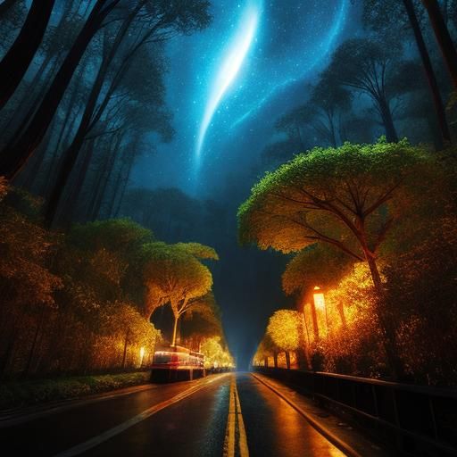 Golden Galleons Sailing Under Starlight: 3D Abstract Art