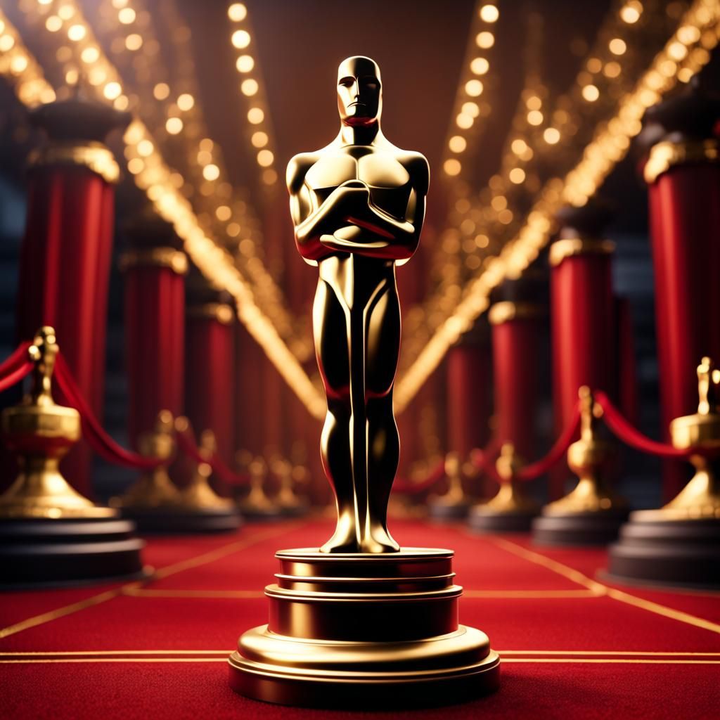 Oscar Statuette on Red Carpet: Detailed Matte Painting