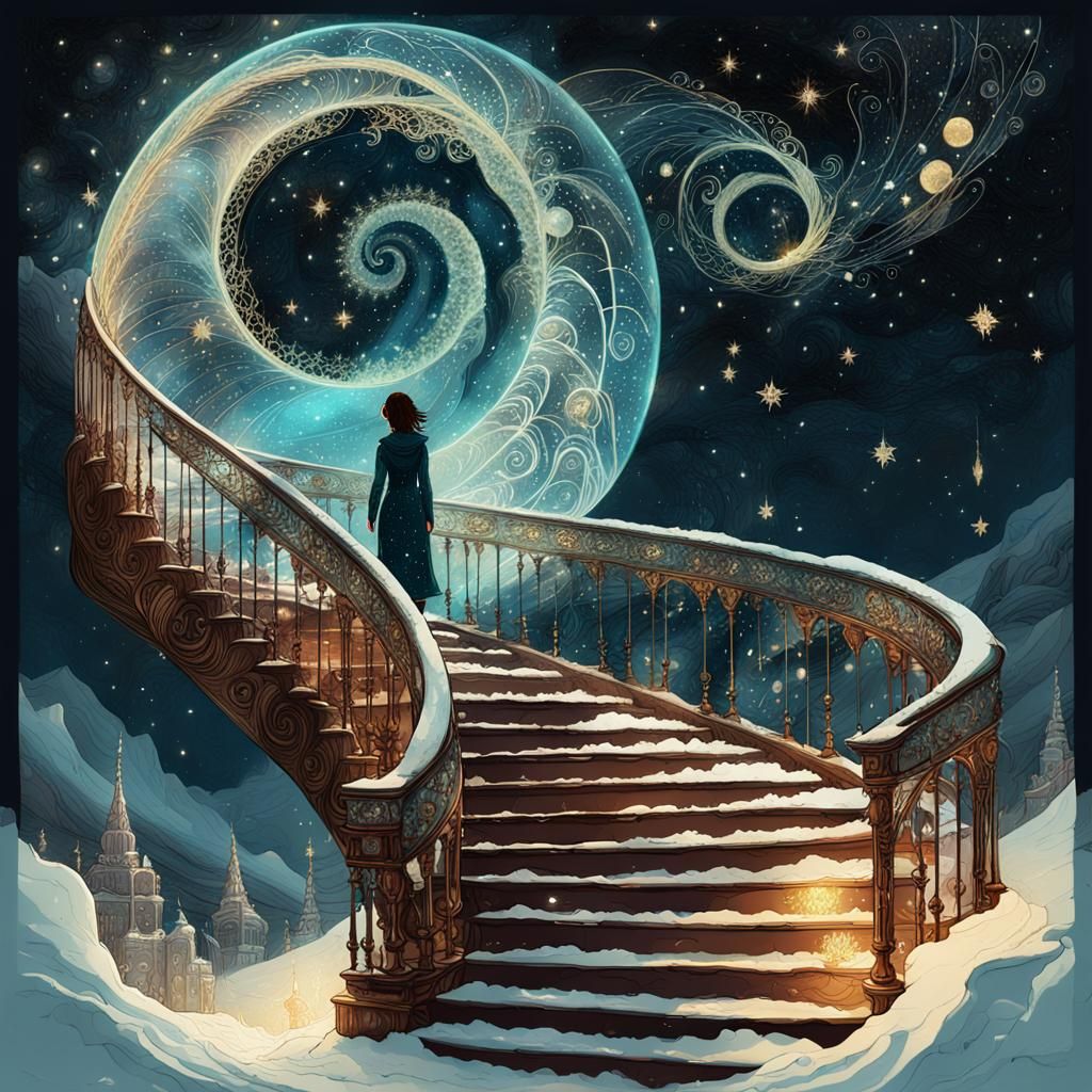Heavenly Nebula: Stairway in Snow Globe