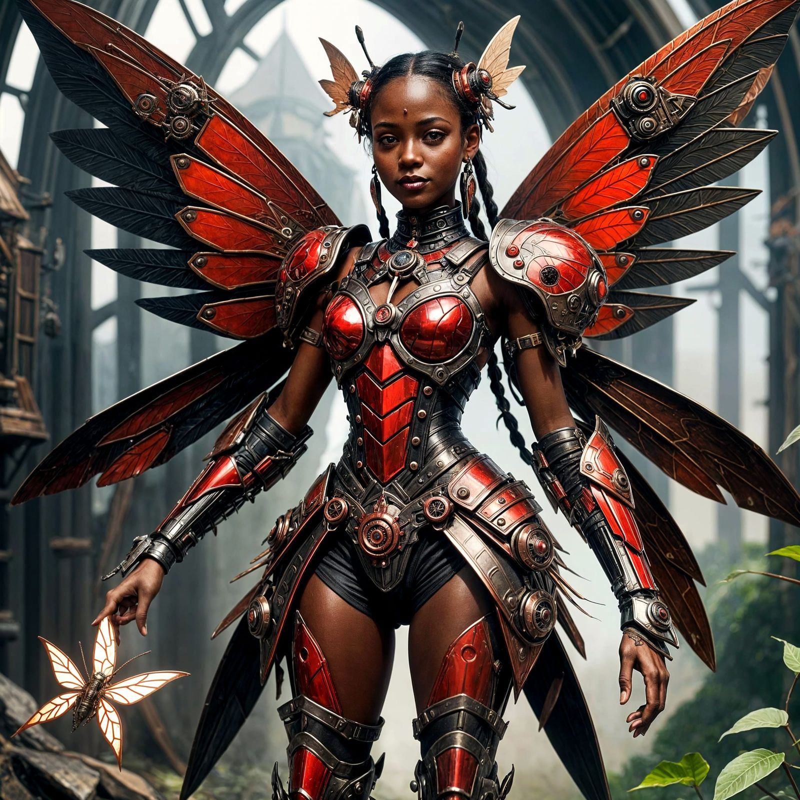 Steampunk Fairycore: Armored Fairy with Moth Wings