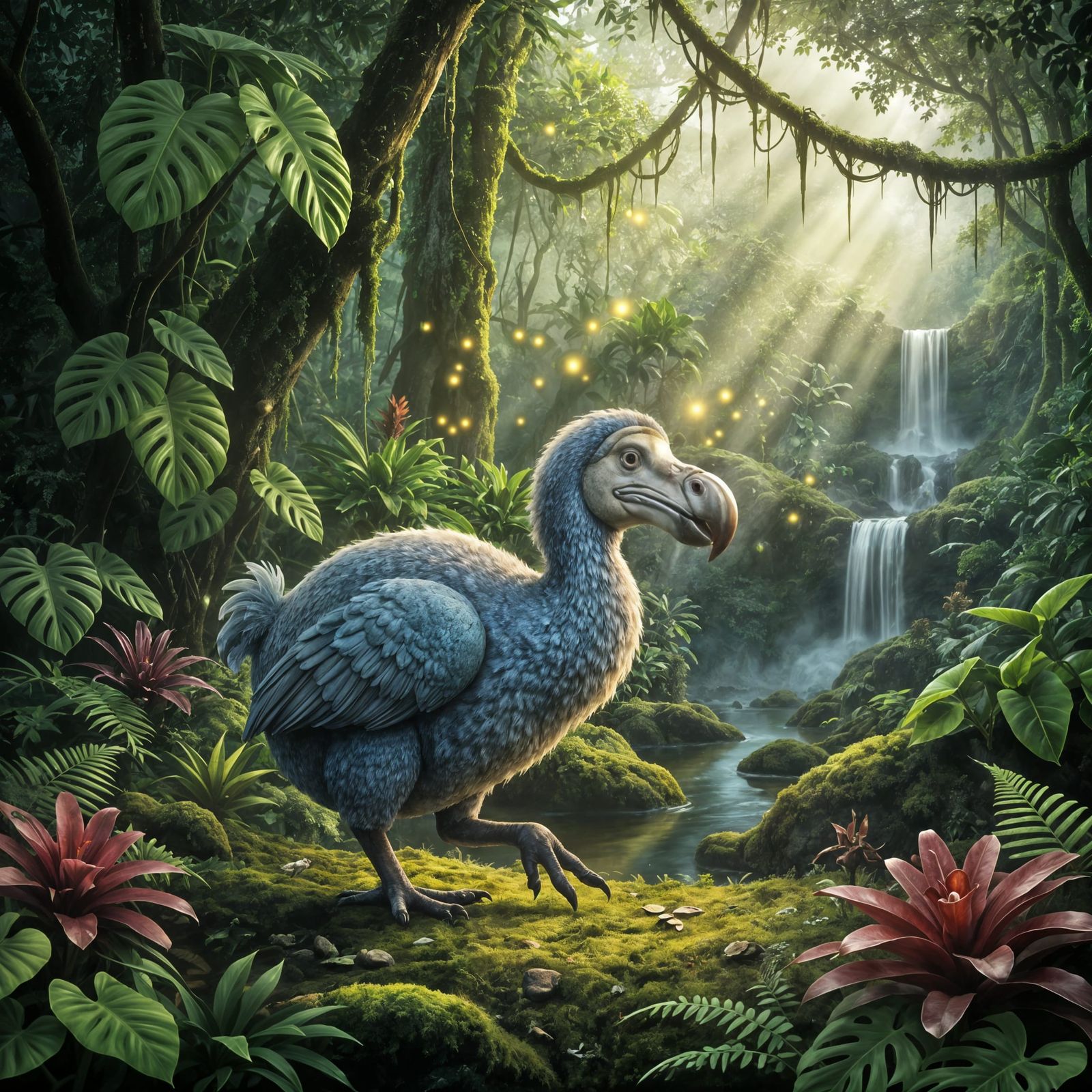 Photorealistic Dodo Bird in Tropical Jungle