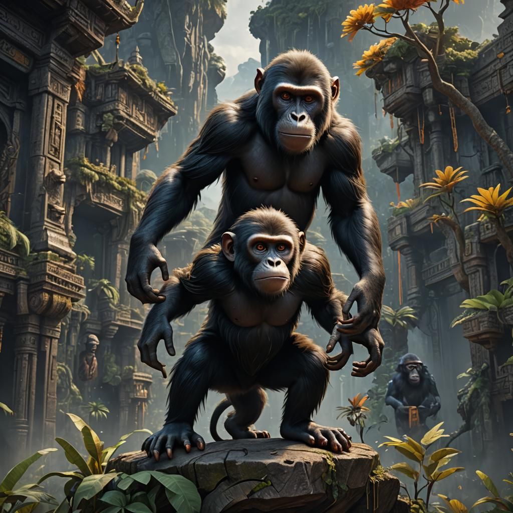 Detailed Matte Painting of a Large Monkey