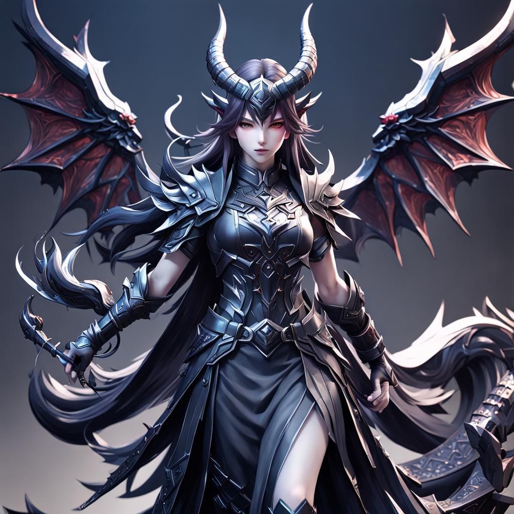 Hyperrealistic Succubus Demon in 3D Anime Style