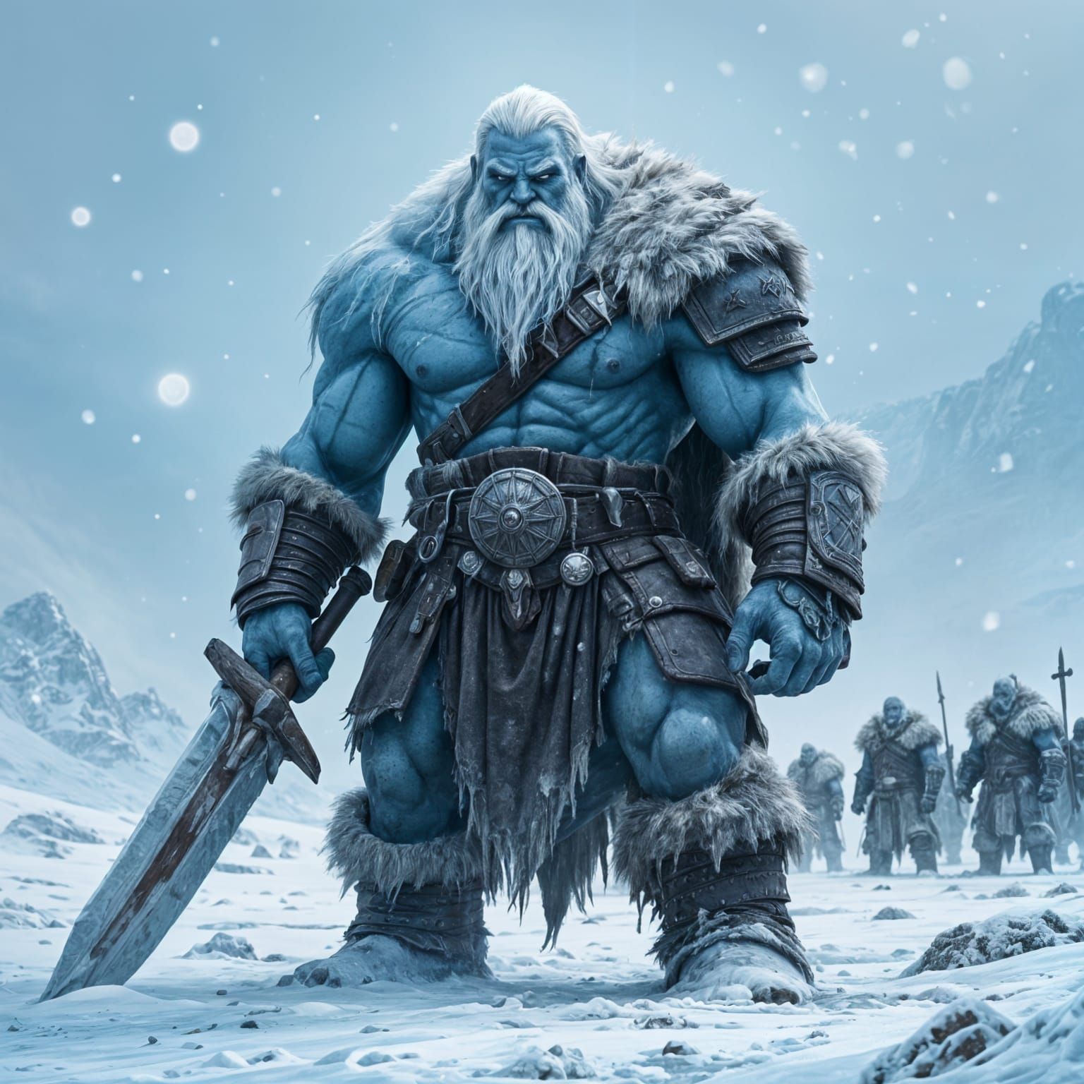 Colossal Ice Giant Chieftain in Desolate Tundra