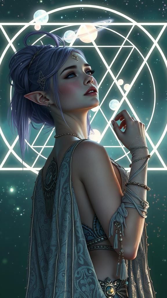 Ethereal Astral Elf in a Cosmic Dreamscape