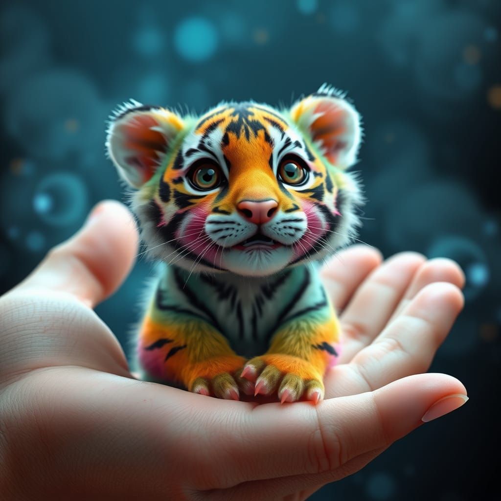 Whimsical Tiger Portrait in Hyperrealistic 3D