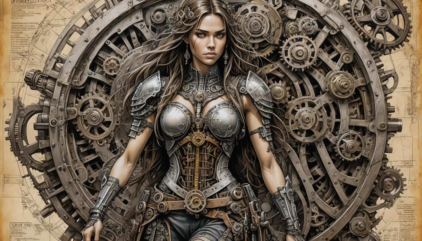 Cybernetic Woman Portrait Inspired by Da Vinci and Sci-Fi
