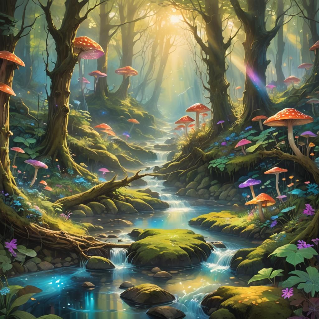 Mystical Forest Brook in Fantasy Concept Art
