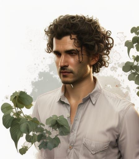 Italian Man Portrait in Art Nouveau Style