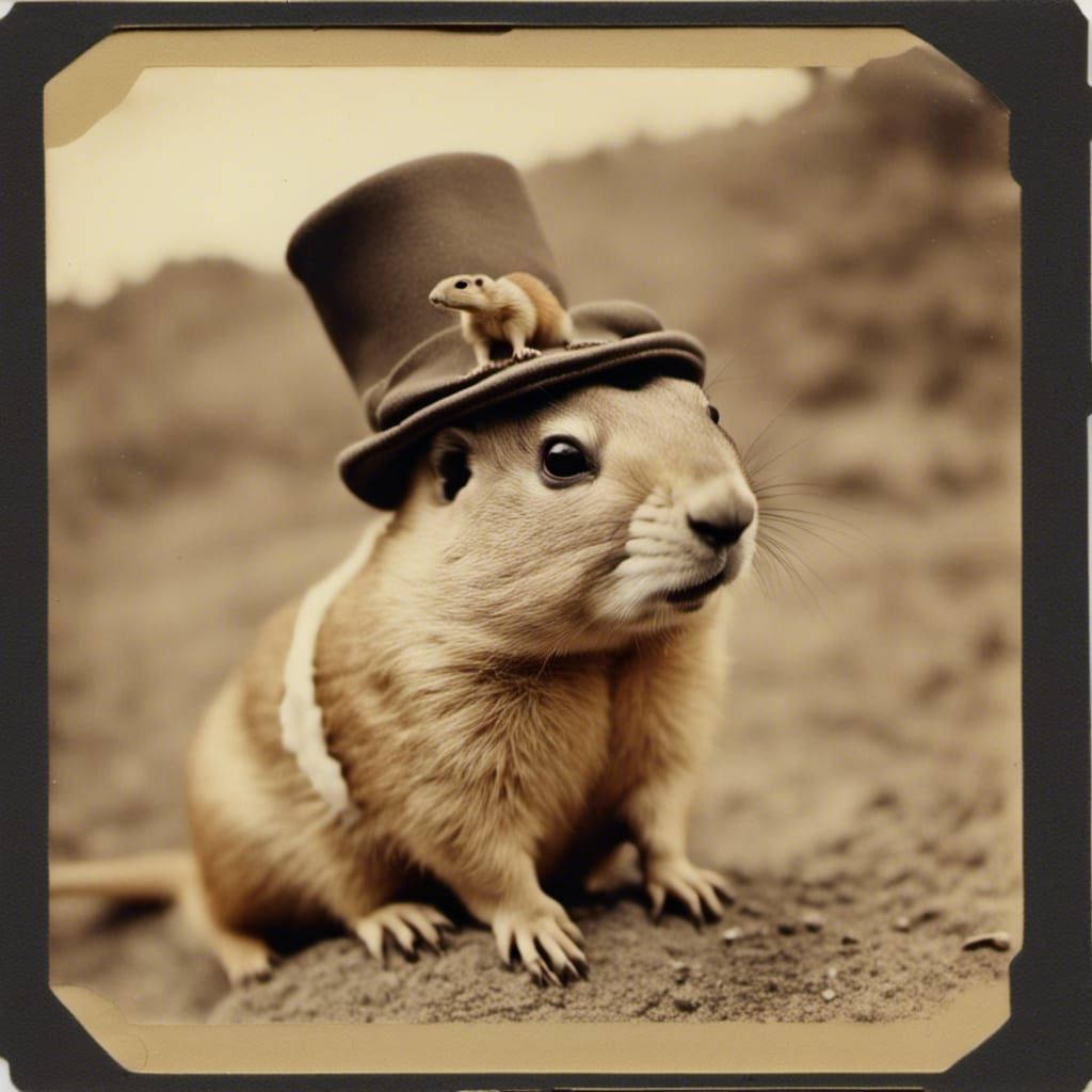 Prairie Dog in Fancy Hat Portrait