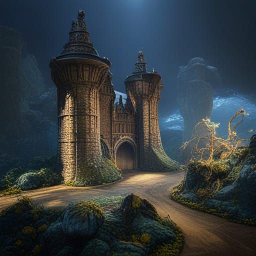 Fantastical Forest Castle: Detailed Matte Painting