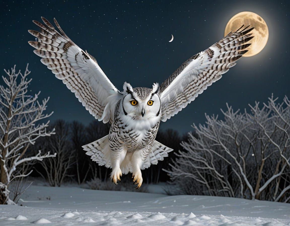 Moonlit Snowy Chase in Professional Close-Up Photography