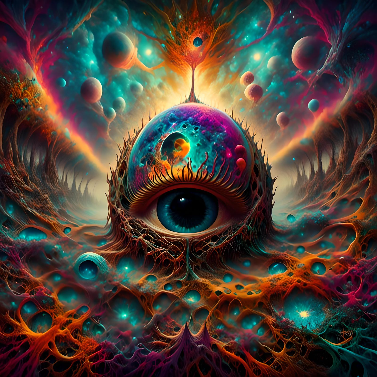 Psychedelic Alien Entity in Surreal Digital Art