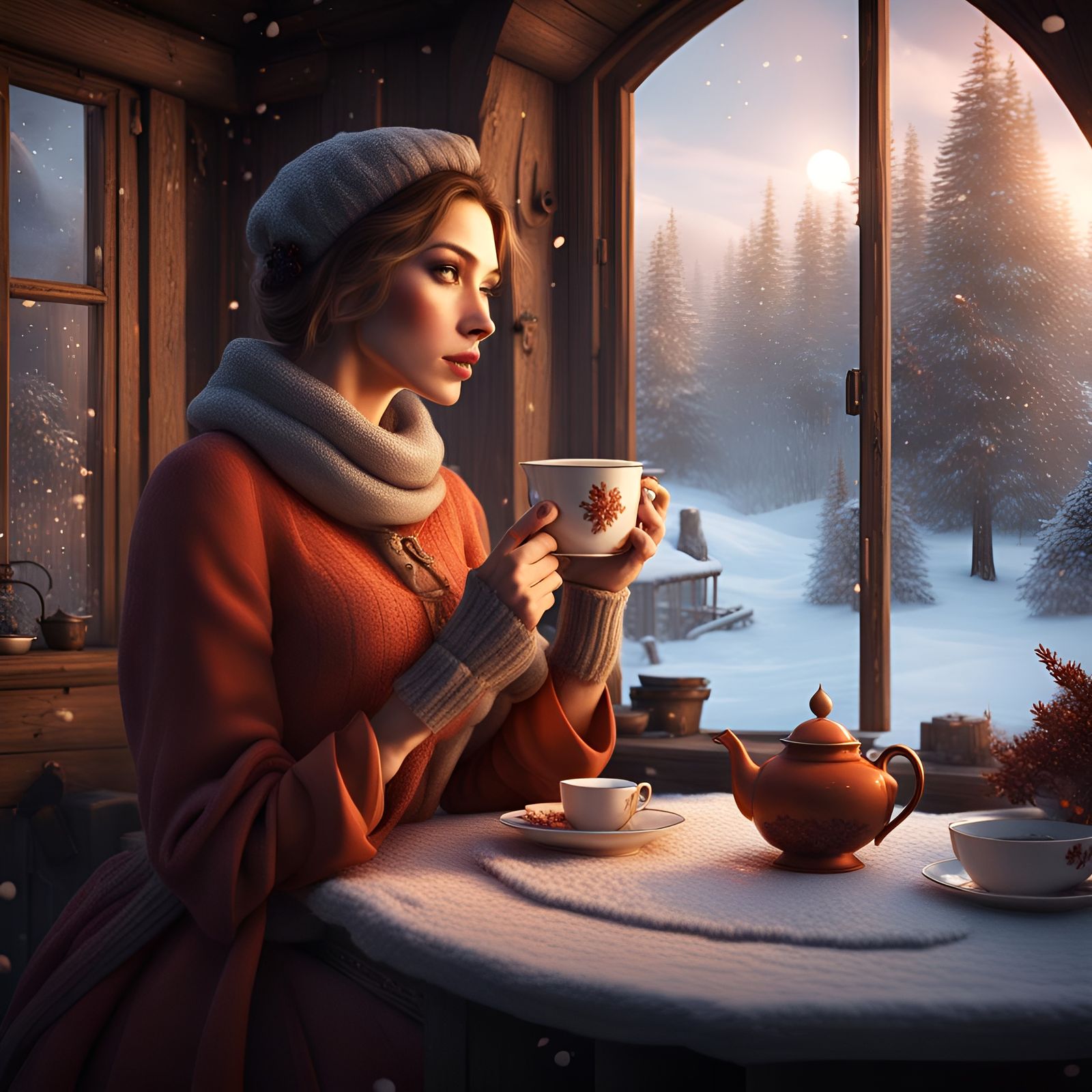 Winter Cottage Tea: A Fantastical Matte Painting