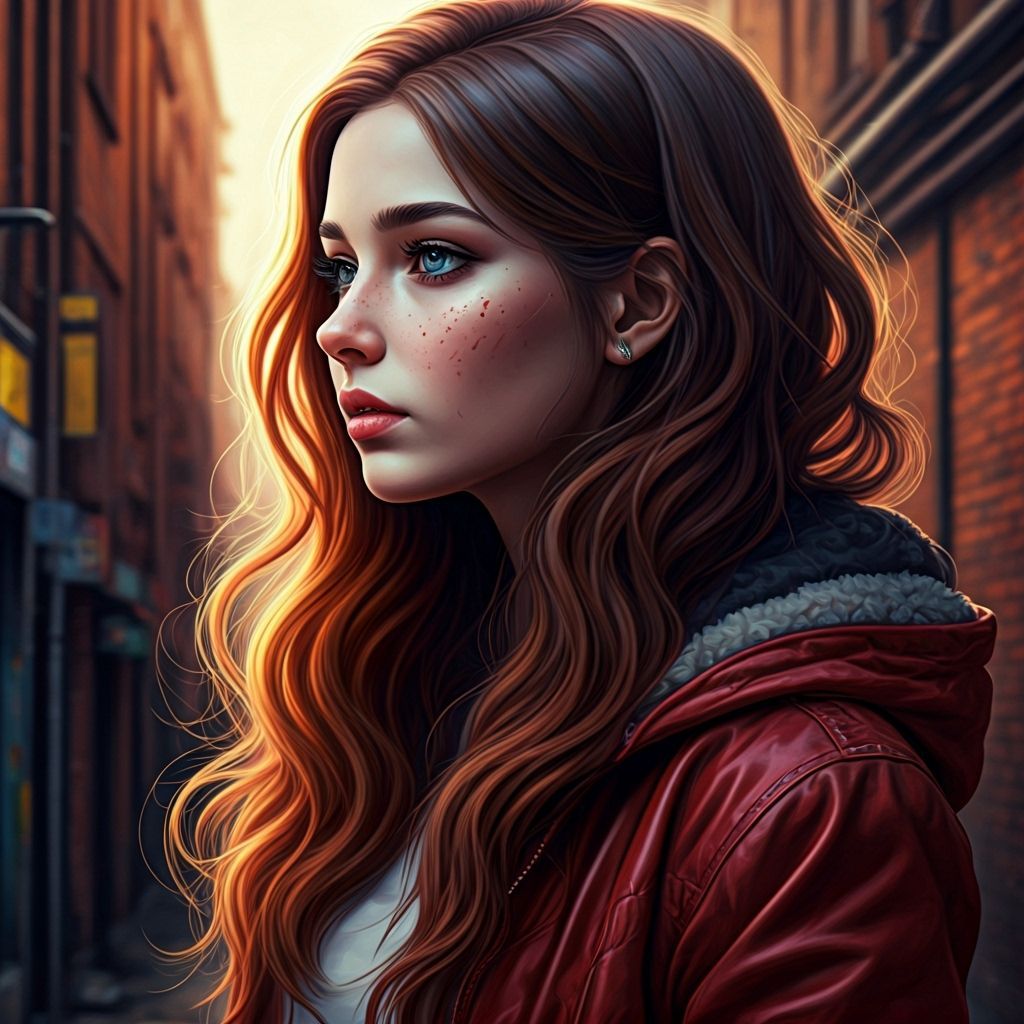 Showgirl in Gritty Alleyway: Hyperrealistic Splash Art