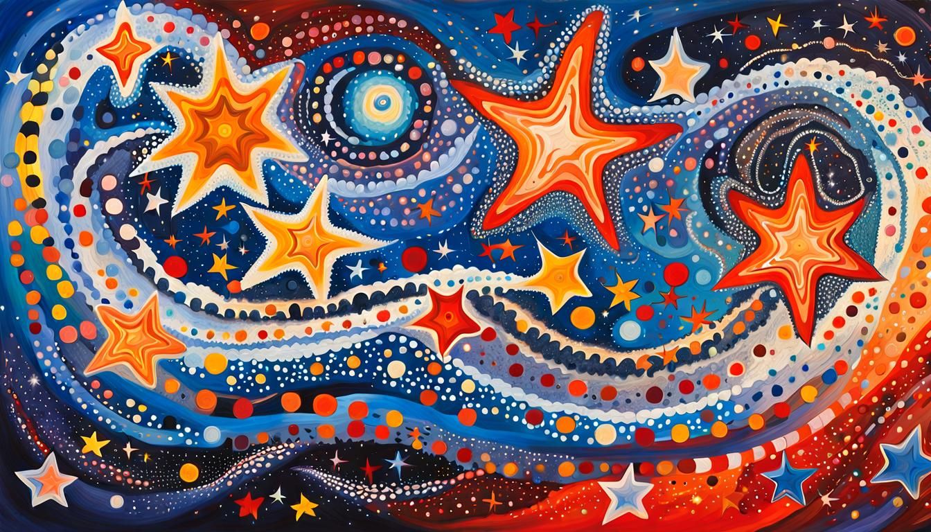 Dreamtime Painting of Cosmic Star Formation in Abstract Styl...