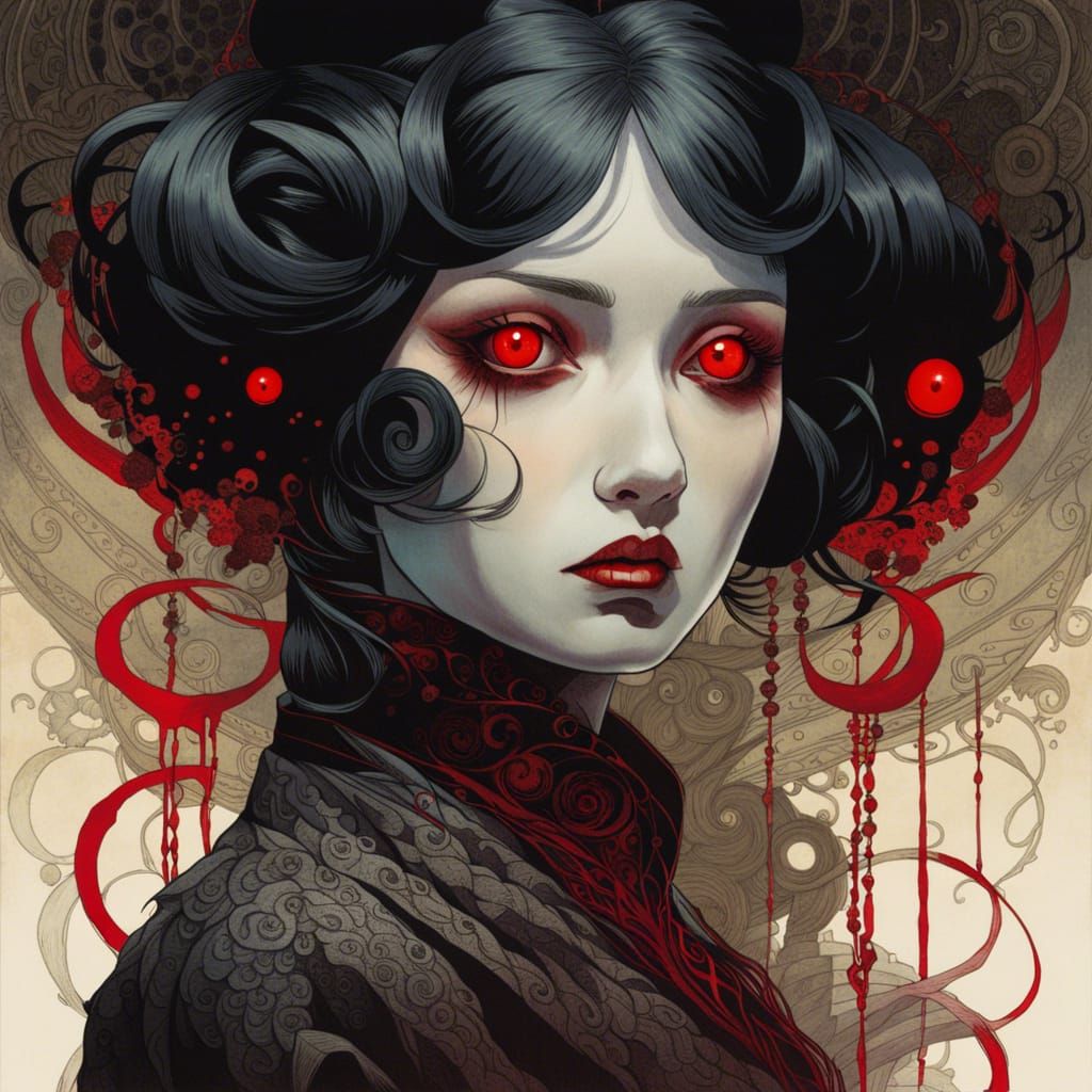 Scary Manga Monster with Red Eyes