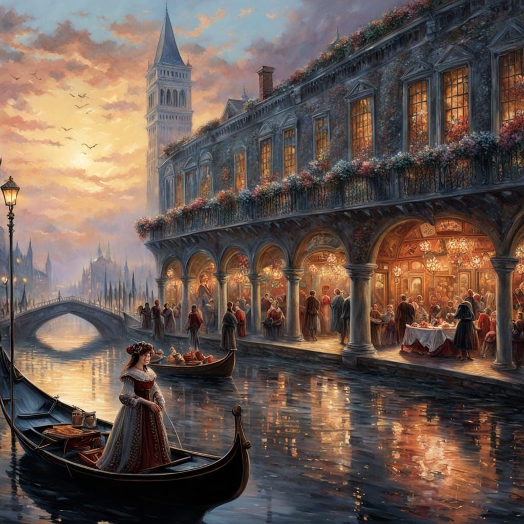 Venetian Princess in Murano Glass Gown on St. Mark's Square