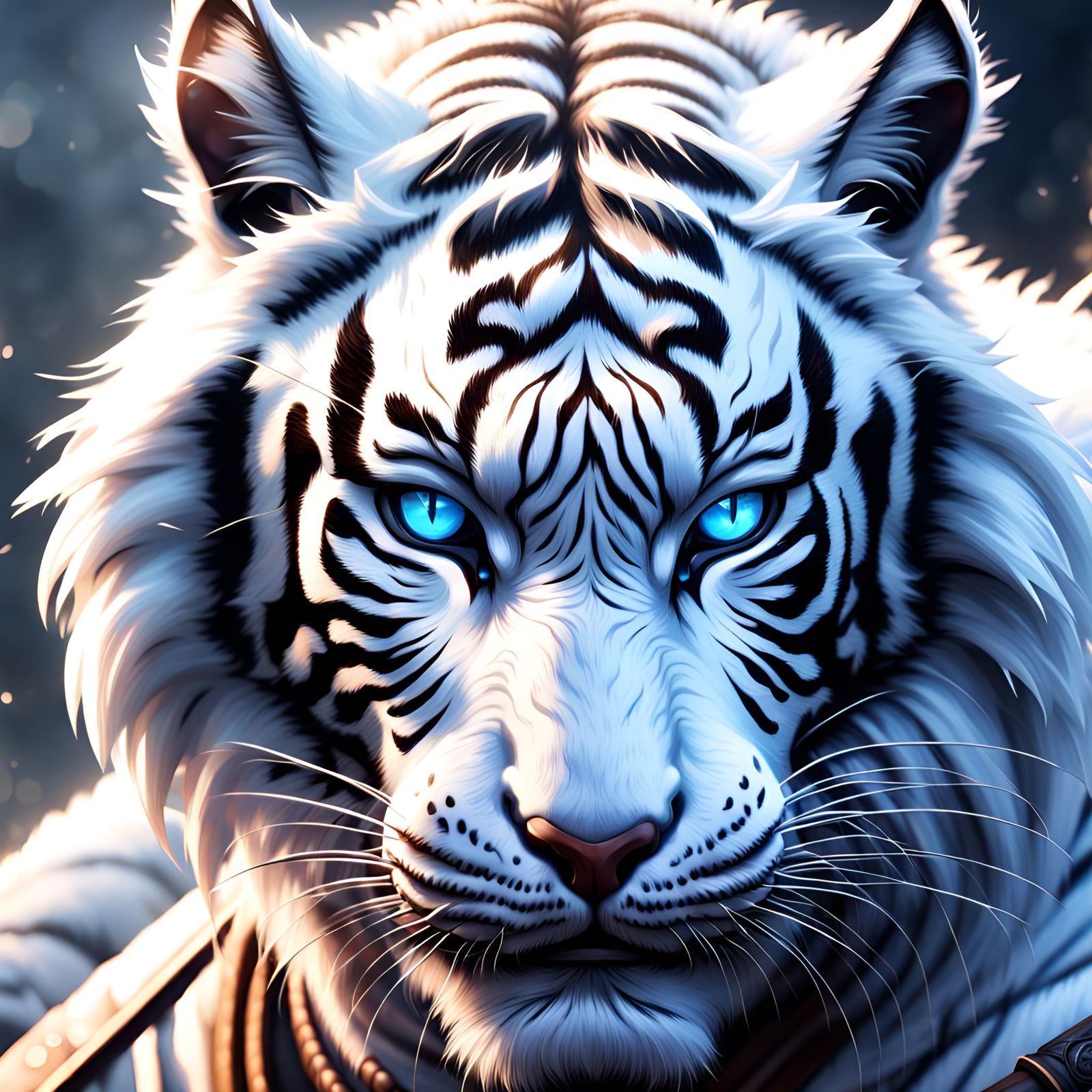 White Tiger Samurai Warrior in Detailed Digital Painting