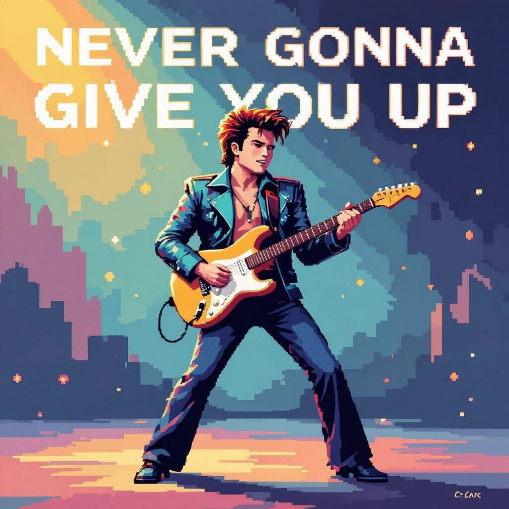 Rick Astley in 8-Bit Pixel Art Style