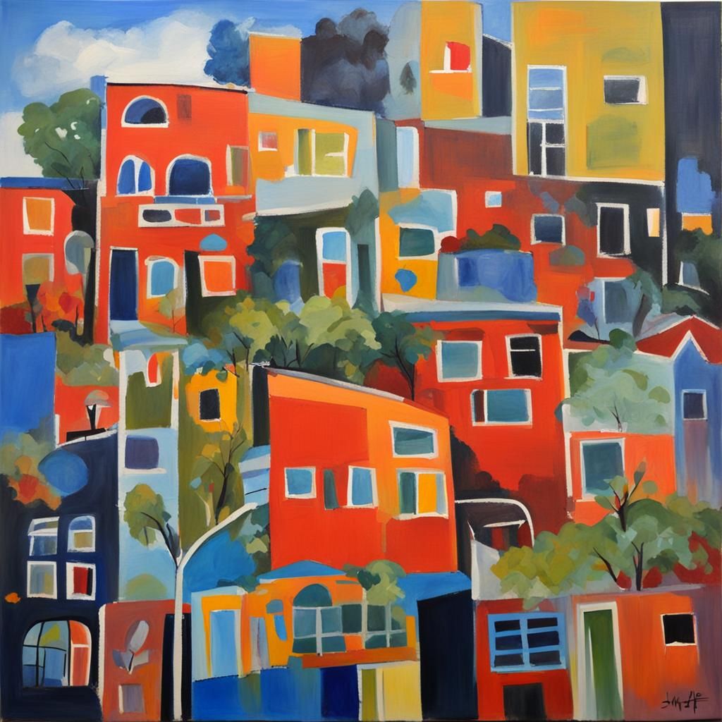 Abstract Geometric Painting in a Modern Style