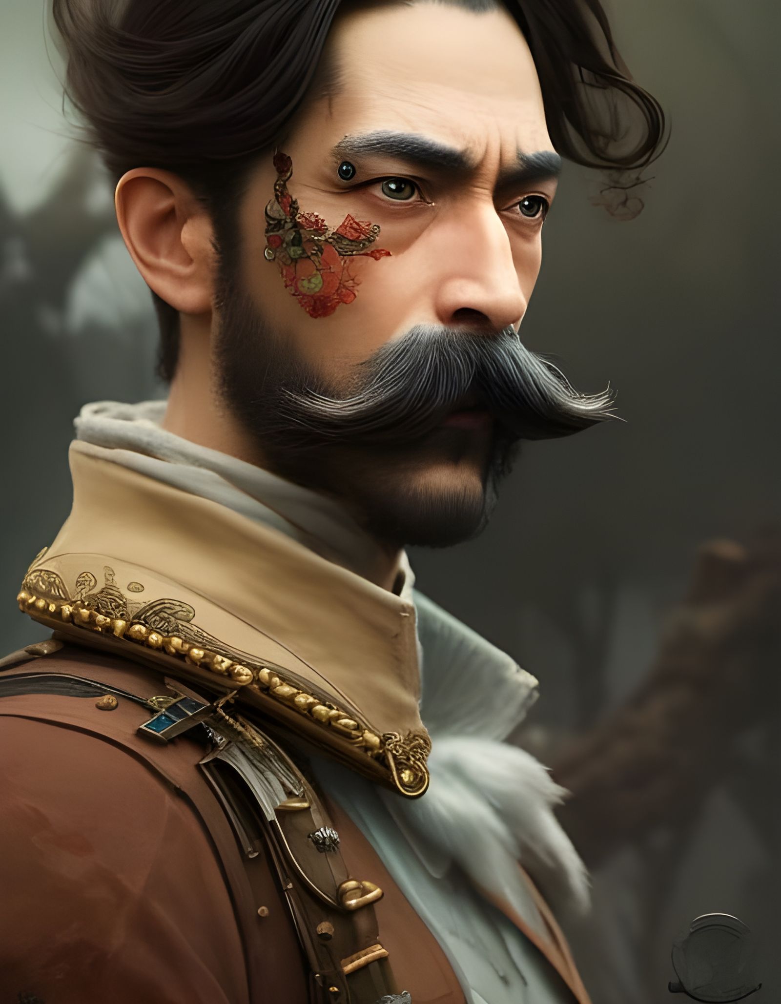 Majestic Man Portrait in Detailed Digital Art Style
