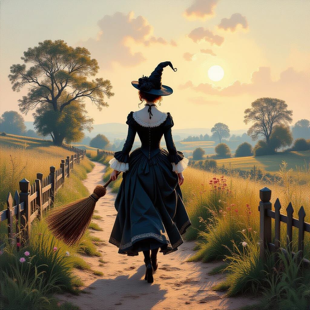 Ethereal Rose Witch in 18th Century Attire