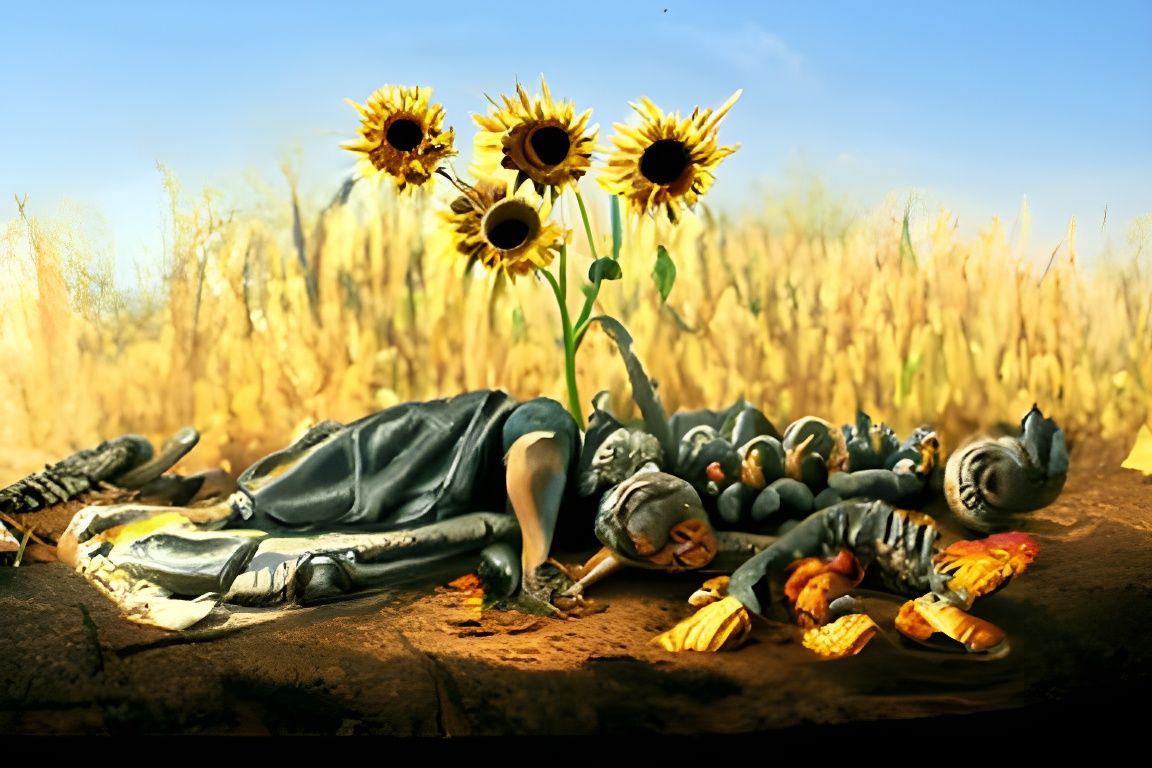 Sunflower Field Curse: An Oil Painting