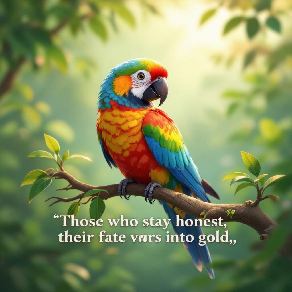 Colorful Parrot in Lush Setting: 3D Anime Art