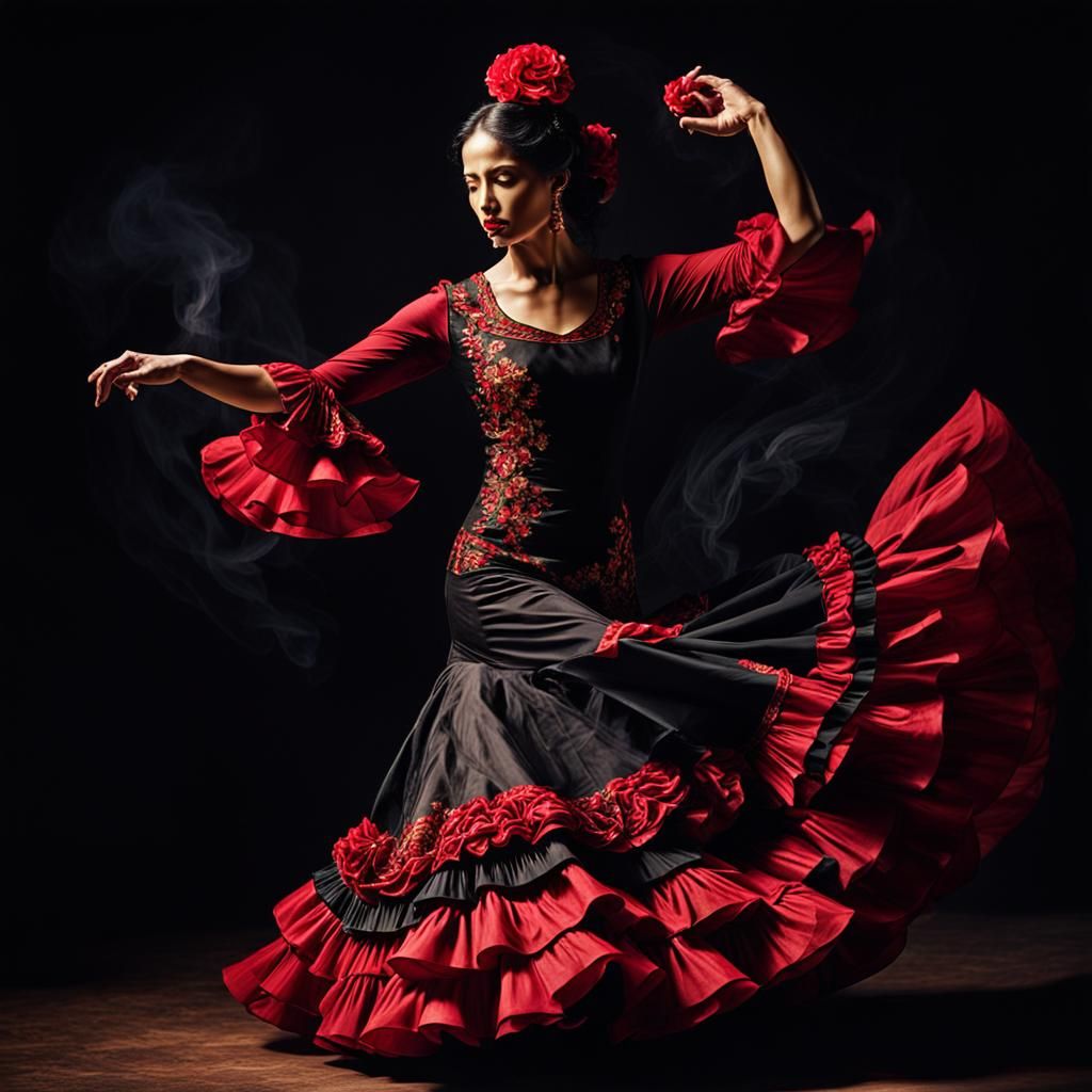 Flamenco Dancer in Motion: Spanish Romanticism