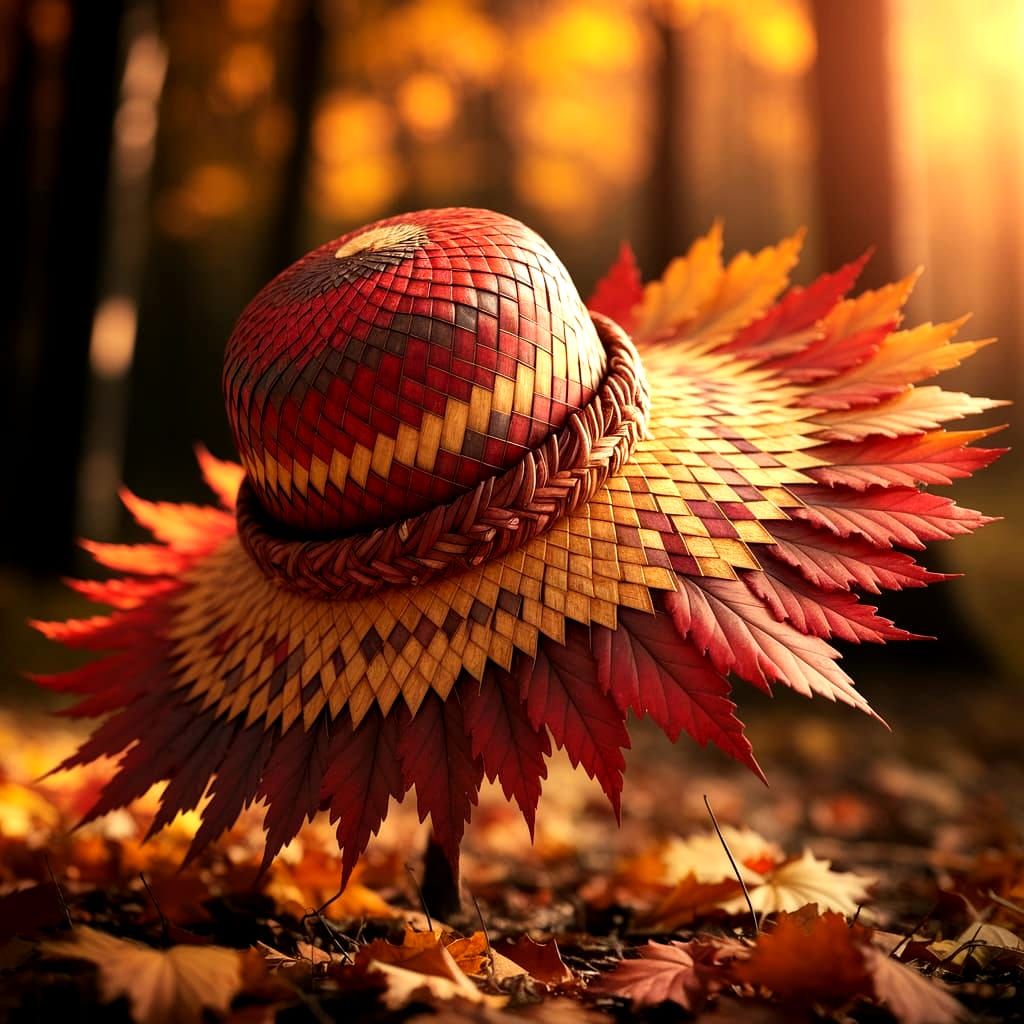 Autumn Leaf Hat: Intricate Woven Design