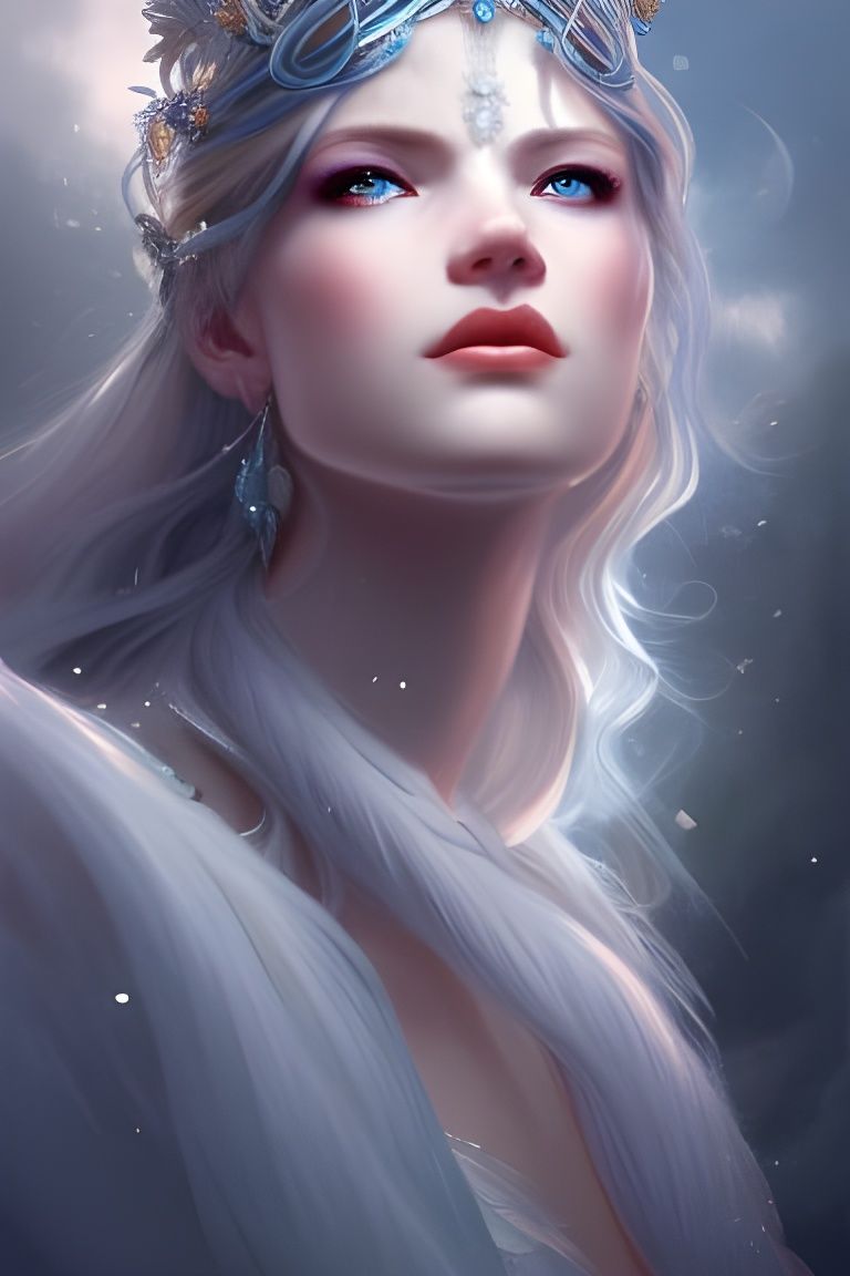 Icy Goddess Portrait in Digital Art Style
