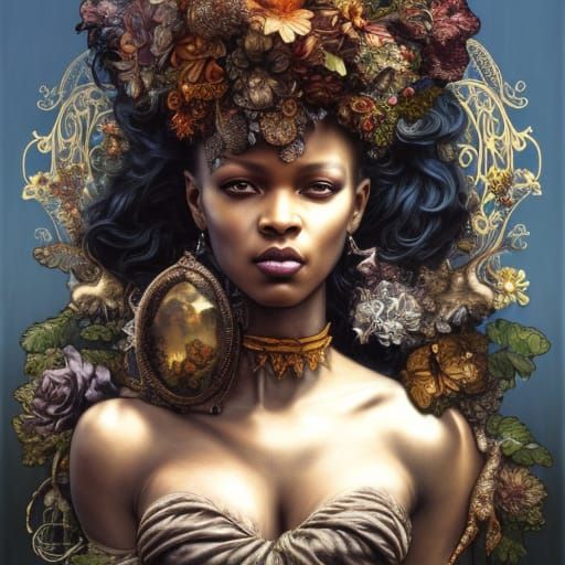 African Fairy in Rococo Art Nouveau Style