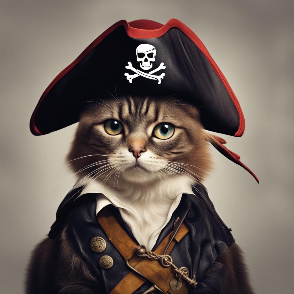 Cat Portrait with Pirate Eye Patch
