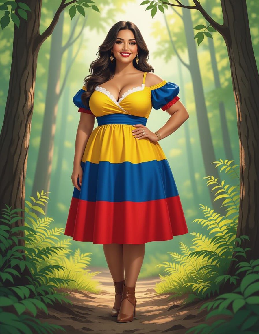 Colombian Woman Portrait in Watercolor Style