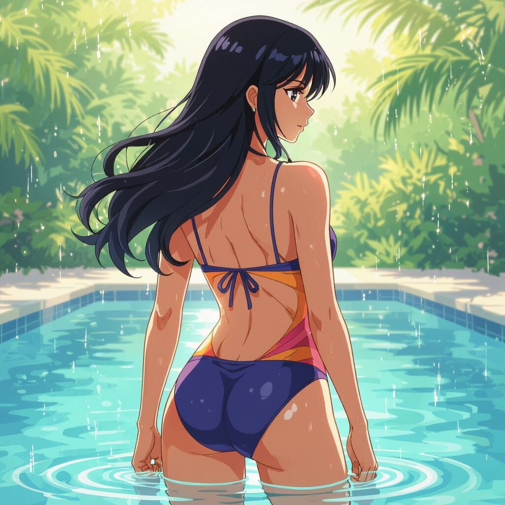 Anime Character in Swimsuit, Studio Trigger Style