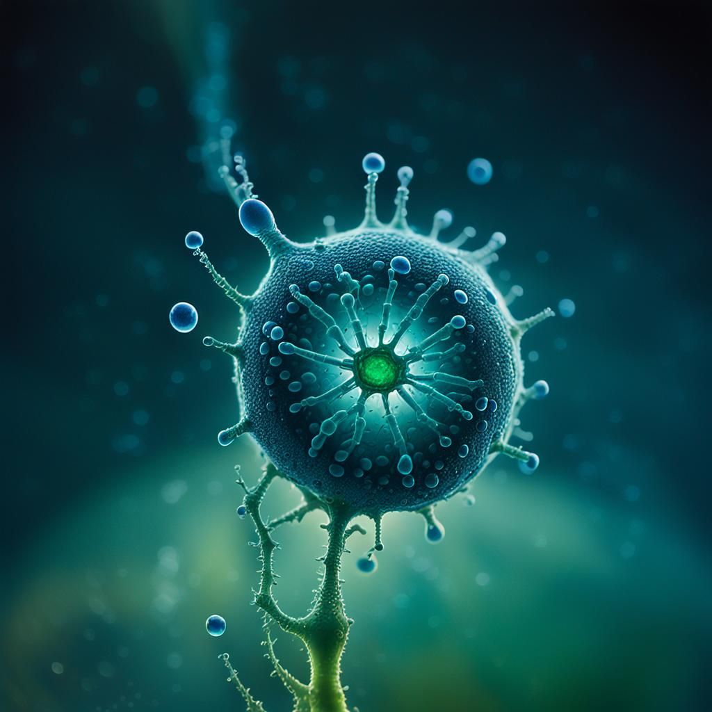 Detailed Microscopic View of Bacterium with Dramatic Lightin...