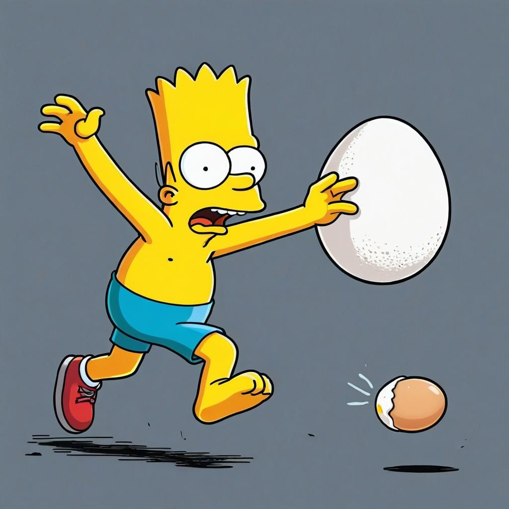 Bart Simpson Evades an Angry Egg