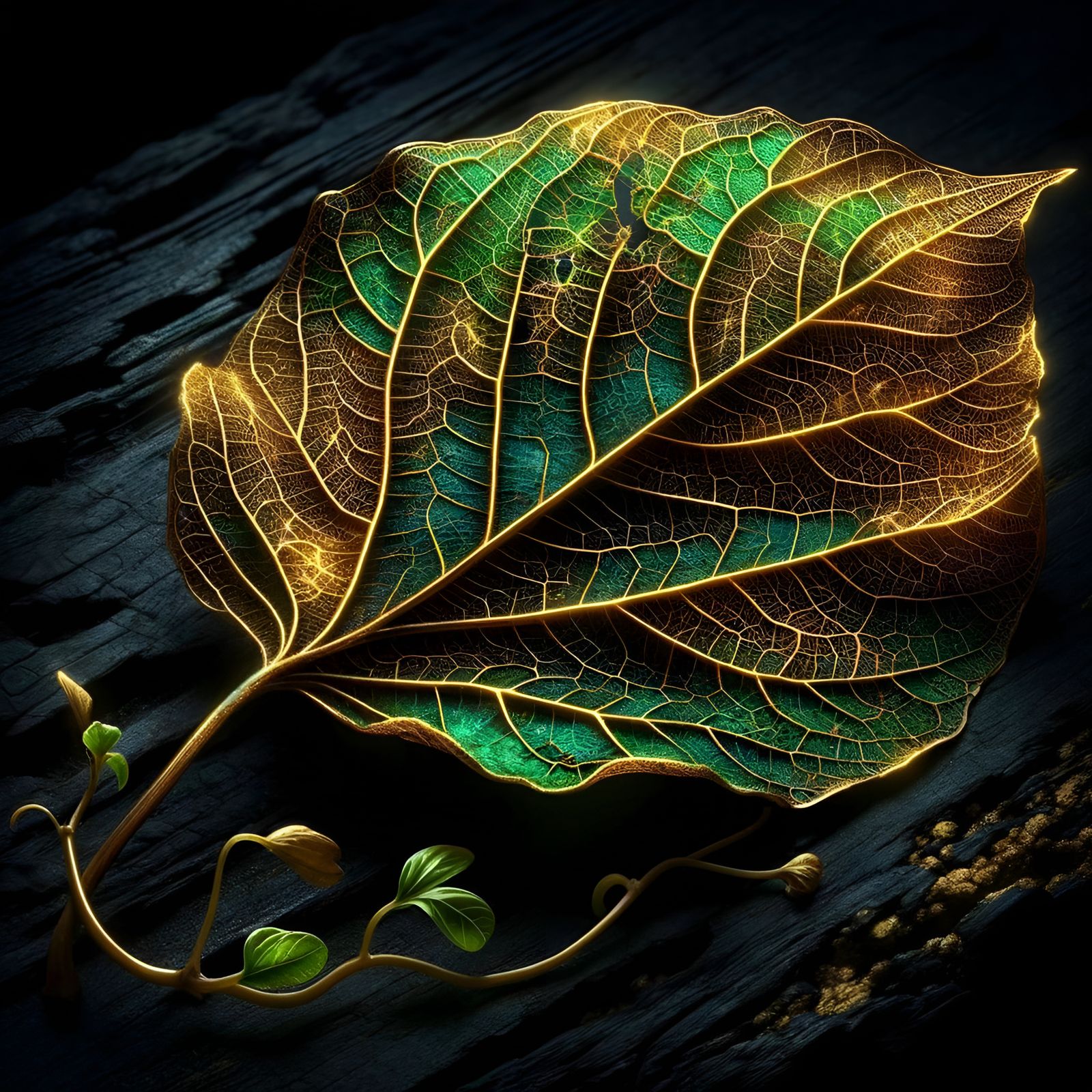 Evocative Illustration of a Leaf's Dichotomy