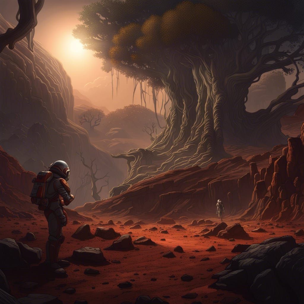 Human on Mars: Dark Fantasy Concept Art