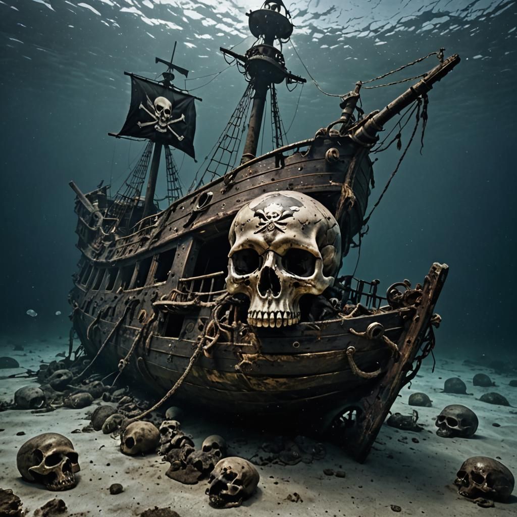 Underwater Pirate Ship Remains: A Haunting Masterpiece