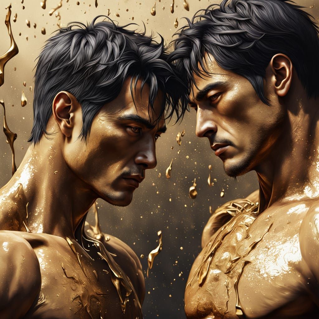 Ethereal Morning Portrait: Men in Ecstasy as Yamato-e Painti...