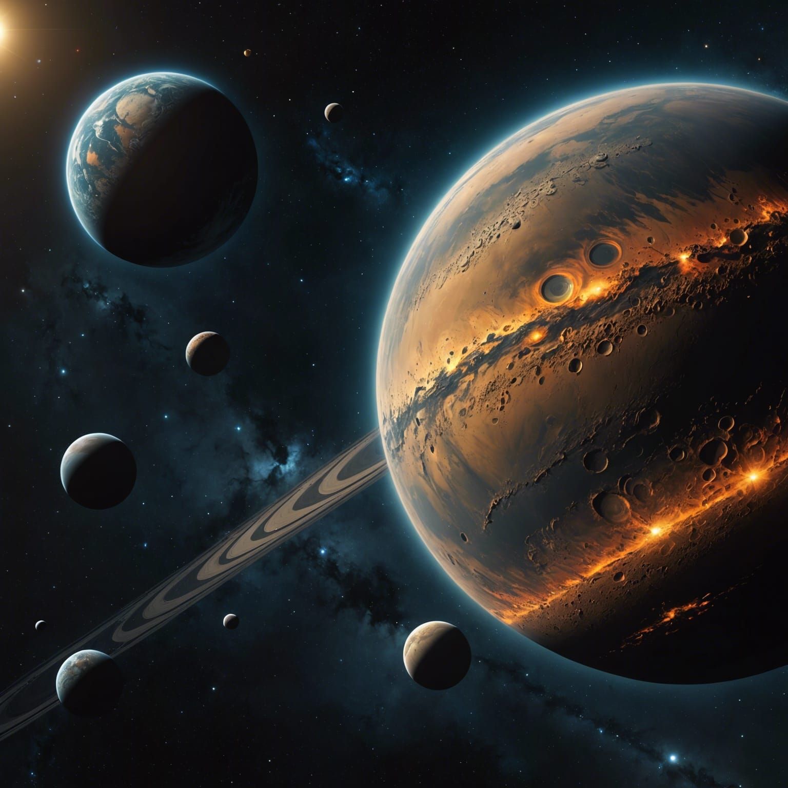 Distant Solar System as 3D Matte Painting