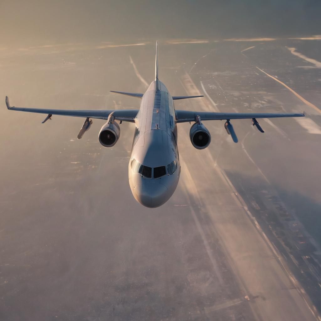 Airplane Landing, Hyperrealistic Concept Art