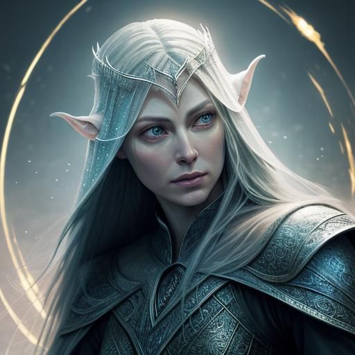 Detailed Hyperrealistic Portrait of Galadriel as Splash Art