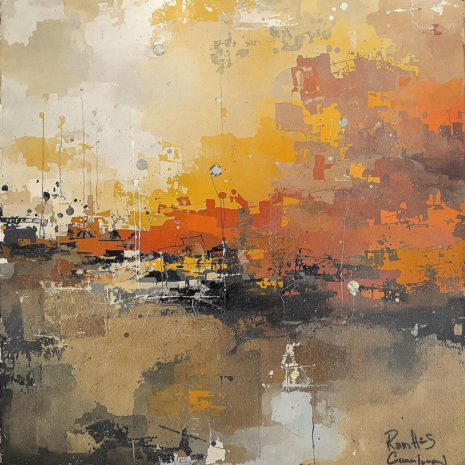 Expressionist Painting of Echoes and Silences in Autumn