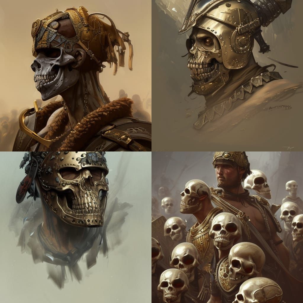 Roman Skeleton Warriors: Hyperdetailed Concept Art