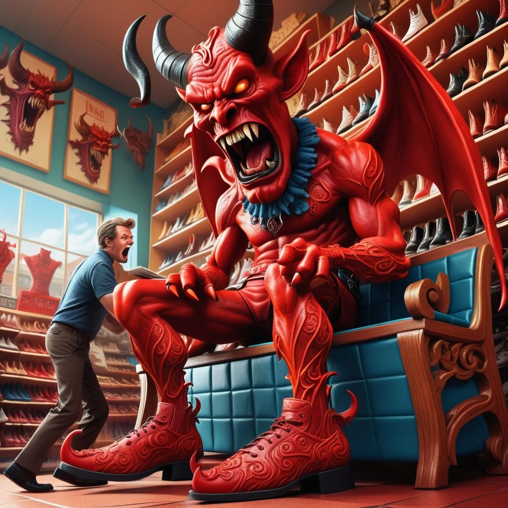 Cartoon Devil Shoe Shopping in Unreal Engine 5